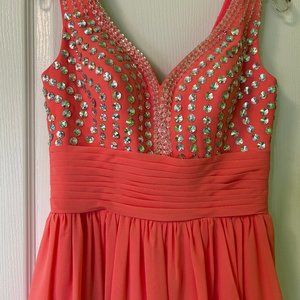 Women's Organza Peach Color Prom Dress